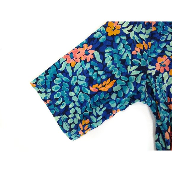 Motherhood Maternity Rushed Stretch Knit DRESS Midi Floral Blue Rayon Spandex M - Picture 3 of 12